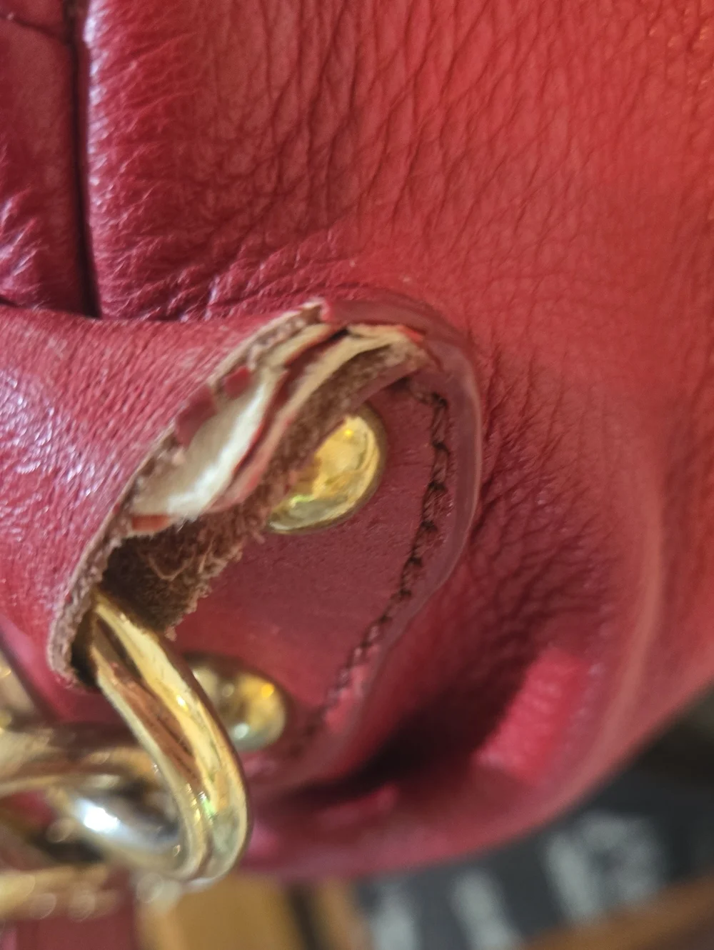 Emma Fox Red Leather Satchel Convertible Handbag with Gold Hardware